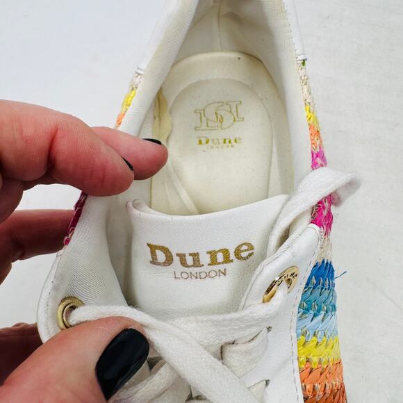 Dune London Rainbow Woven Platform Sneakers White Leather Size 39 - Picture 2 of 12